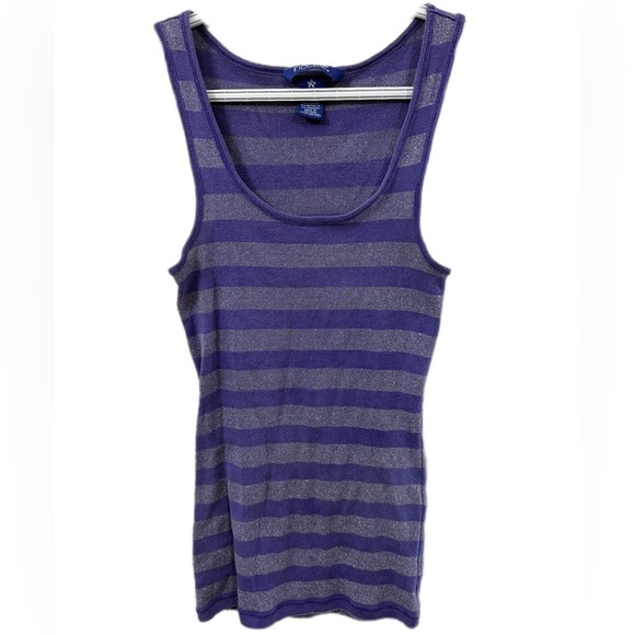 Fitted Purple and Gray Sleeveless Tank Top - Picture 2 of 5